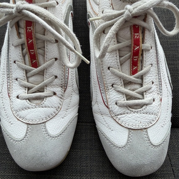 Prada Sport Sneakers Grey White Suede Leather Women’s 10.5 - Picture 6 of 11
